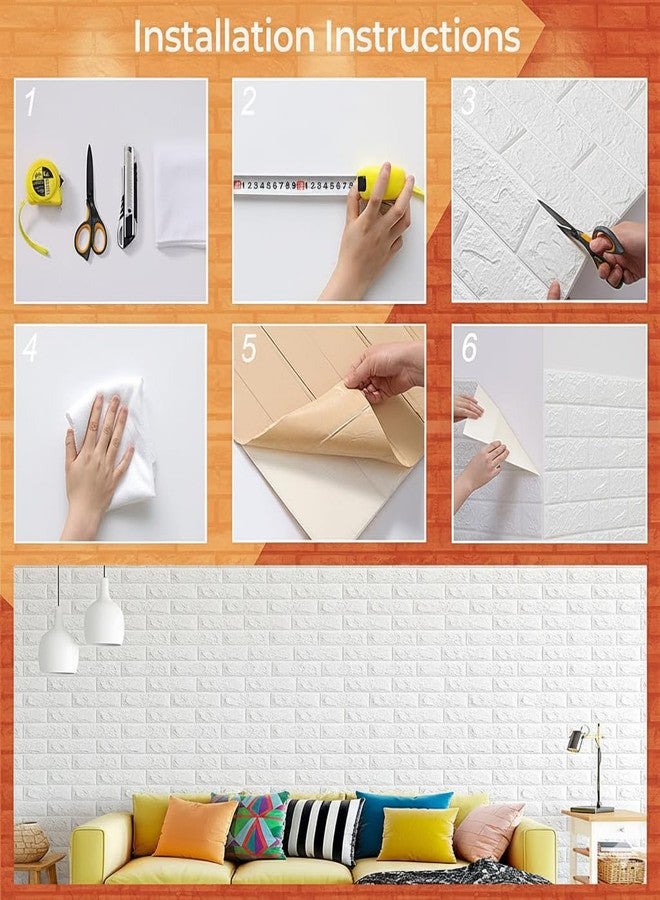 Narah ventures 3D Brick Wall Stickers for Home Decoration (70 x 77 cm) White Foam Panels, Peel and Stick Wallpaper, Waterproof Self-Adhesive Wall Decor for Living Room, Bedroom & Office - Image 2